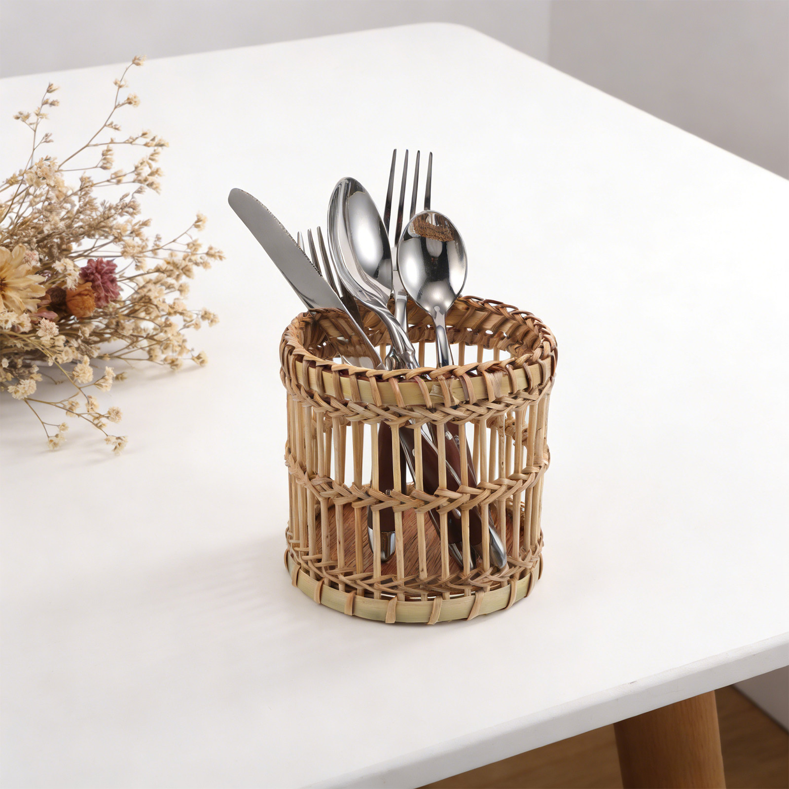 Bamboo Cutlery - 대나무 소재 식기 정리대, 주방 조리대용,