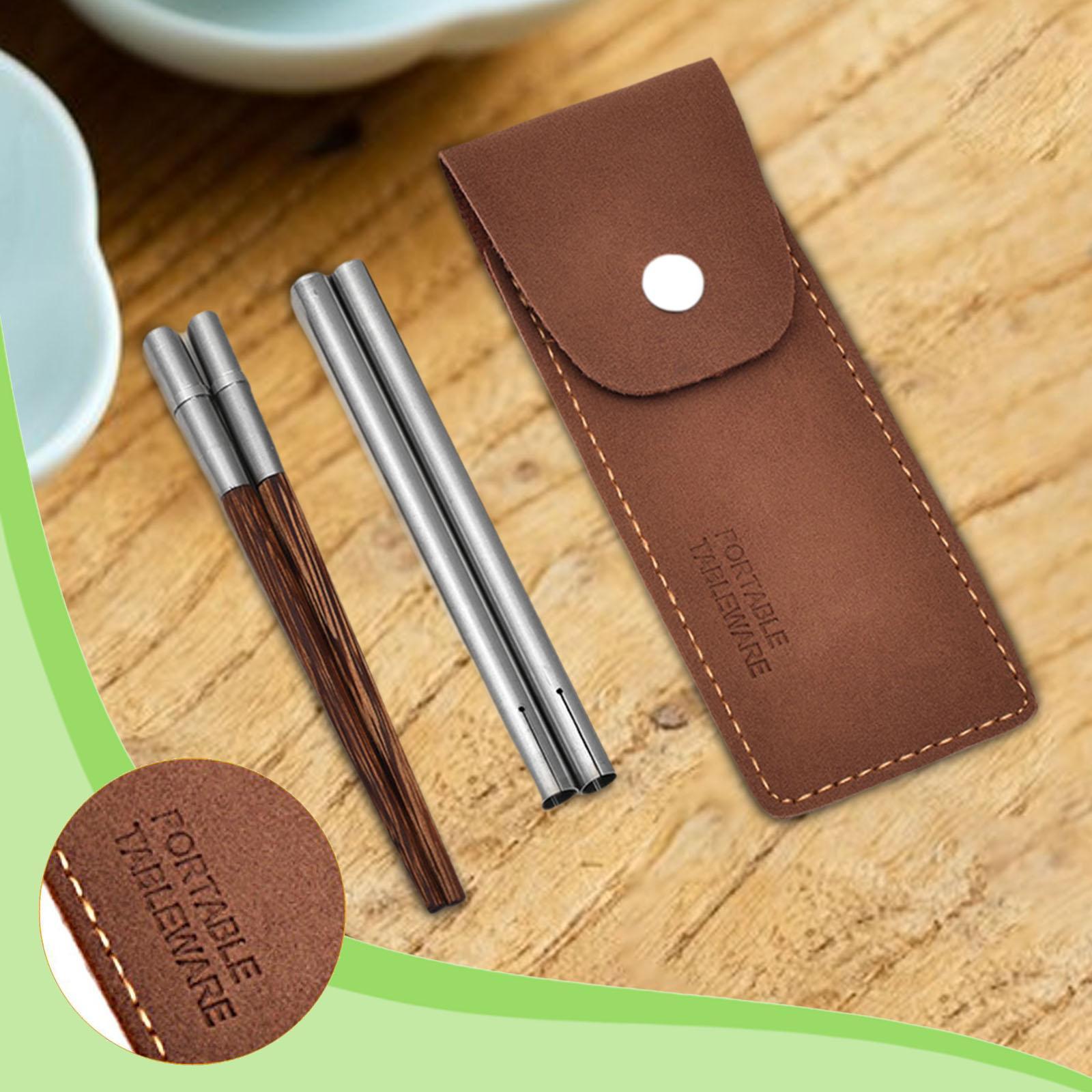 Bamboo Cutlery - 휴대용 젓가락 세트: 보관 파우치 포함,