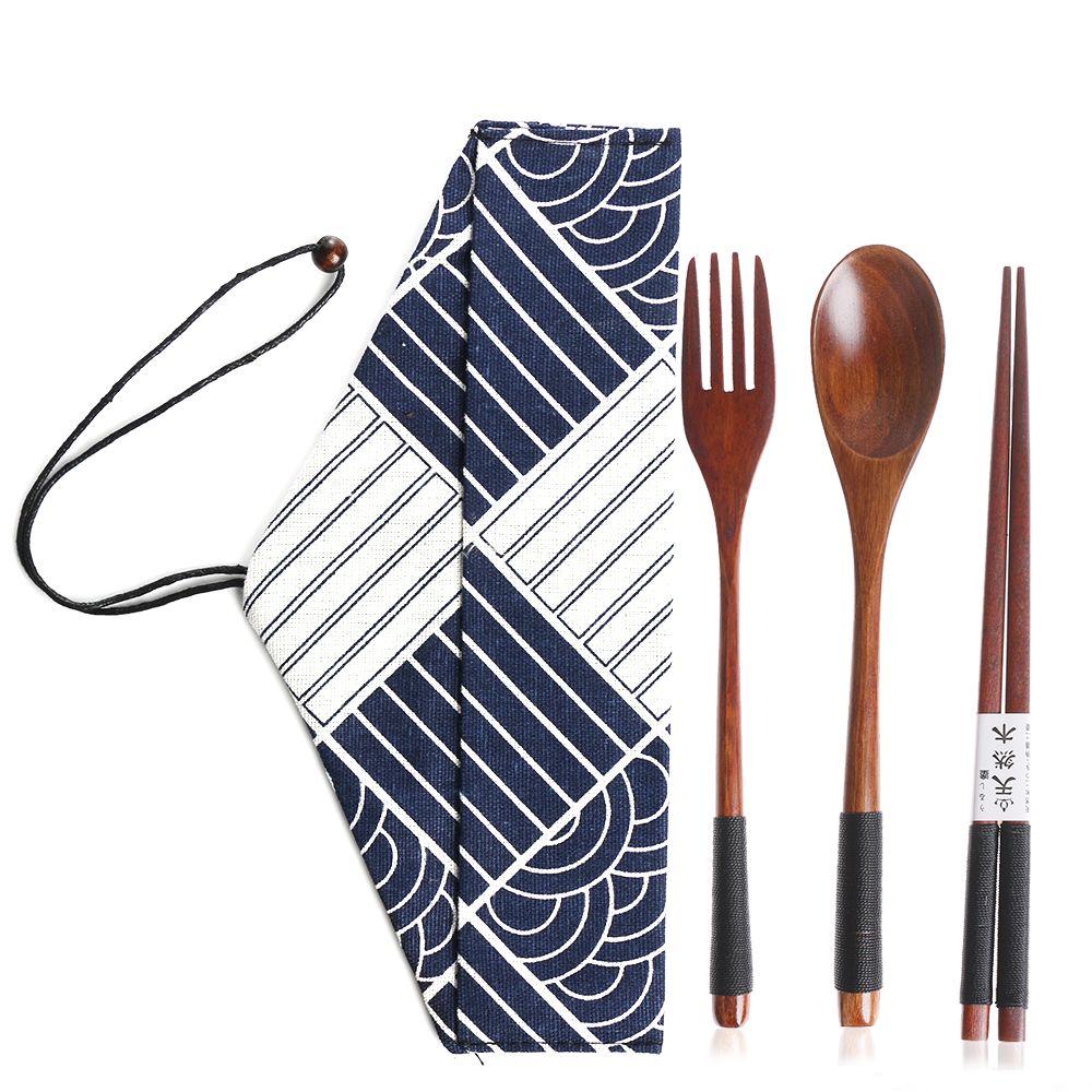 Bamboo Cutlery - 일본 스타일 커트레이 세트, 휴대용 나무