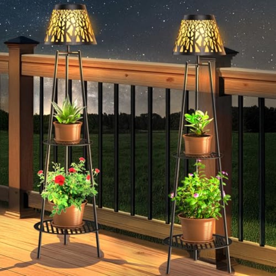 Solar Garden Light - 2팩 야외용 태양광 바닥 램프(식물 스탠드