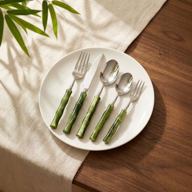 Bamboo Cutlery - 대나무 손잡이 아크릴 304 스테인리스 스틸