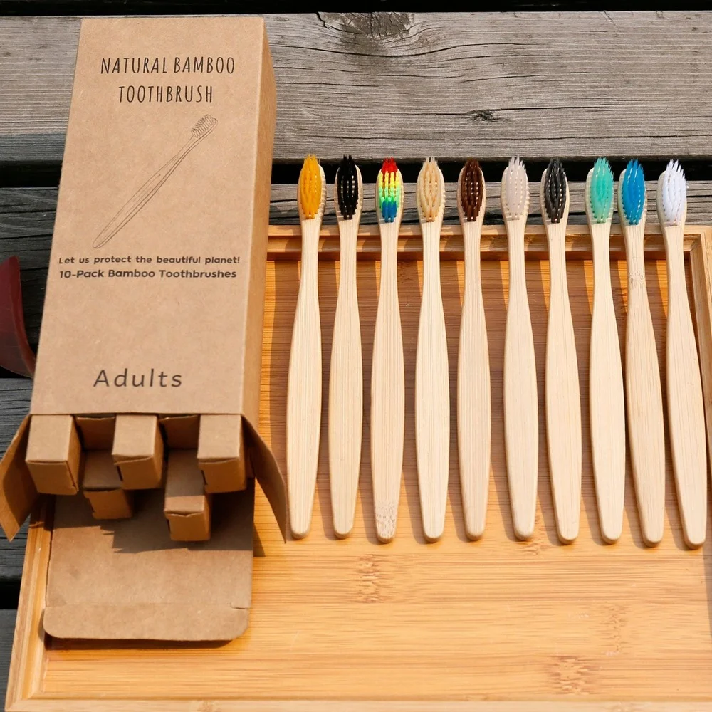 10PCS 다채로운 칫솔 천연 대나무 칫솔 세트 부드러 - Bamboo Toothbrush 리뷰 및 가격