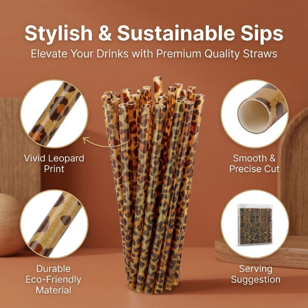 트렌디한 레오파드 프린트 음료 빨대 친환경 내구성 있는 - Reusable Straw 리뷰 및 가격