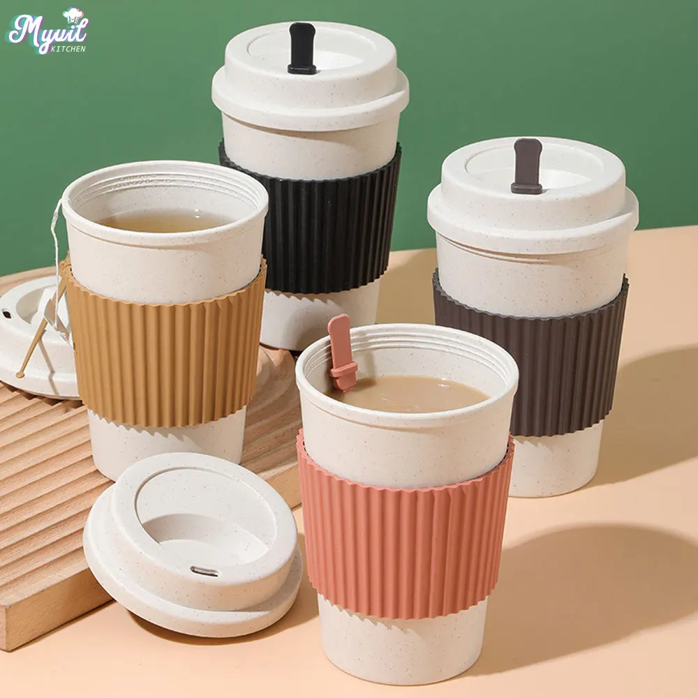 뚜껑이있는 450ML 커피 컵 밀짚 재사용 가능한 휴대 - Reusable Straw 리뷰 및 가격