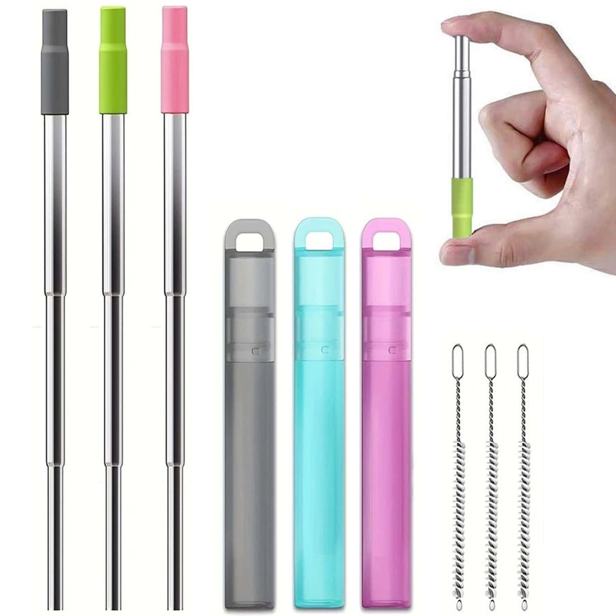 스테인리스 스틸 재사용 가능 접이식 빨대, 실리콘 팁  - Reusable Straw 리뷰 및 가격