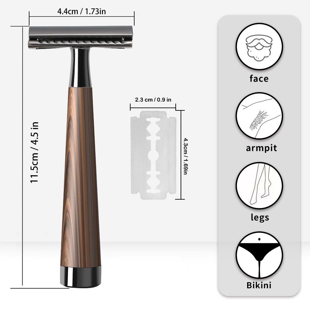 고급 이중날 안전 면도기, 목재 느낌 손잡이, 고강도  - Safety Razor Handle 리뷰 및 가격